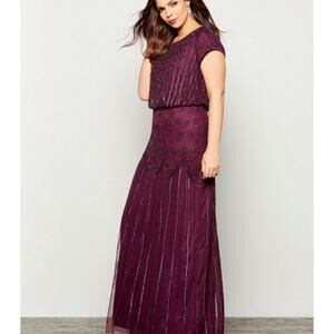 Adrianna Papell Beaded Evening Gown Size 16 Formal Wedding Guest Maxi Dress